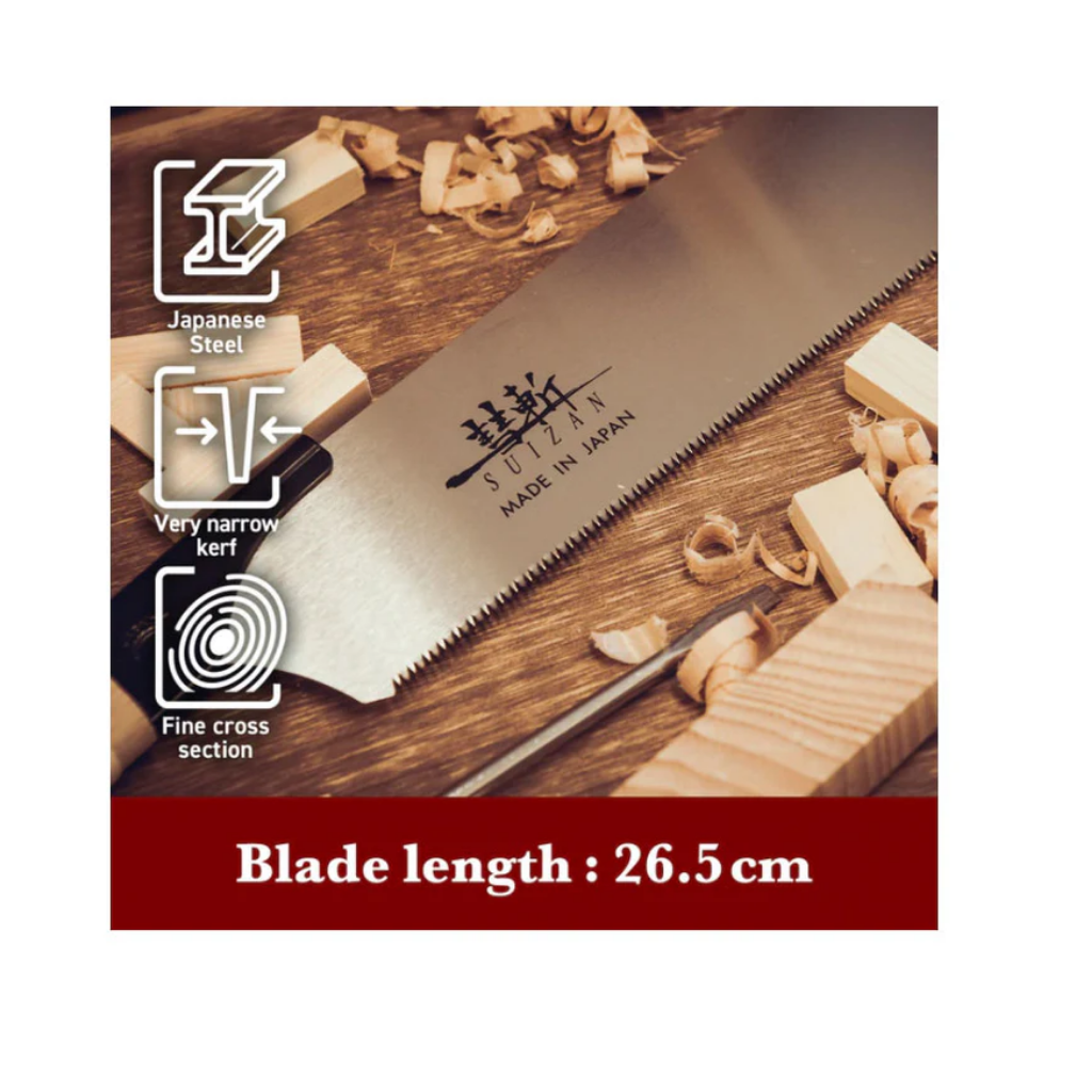 Suizan Japanese Hand Saw 10-1/2" Kataba Single Edge Pull Saw