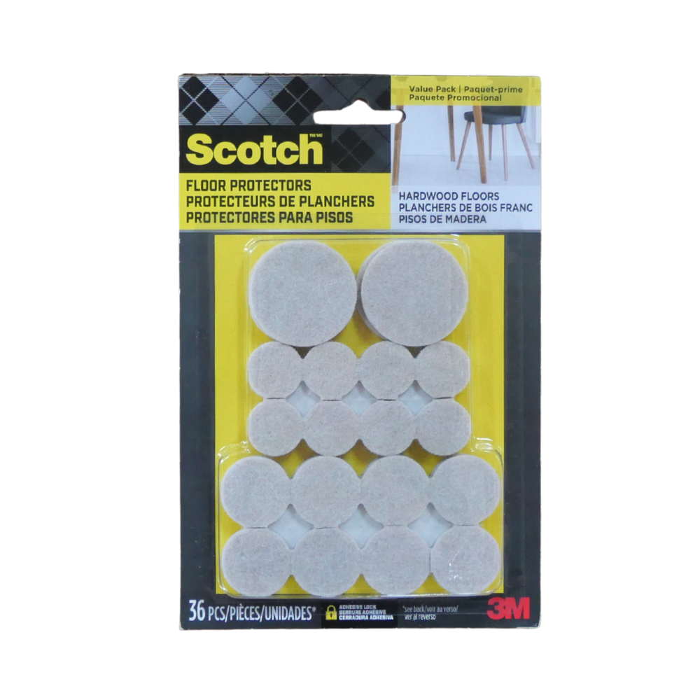 Scotch Felt Pad Floor Protectors Value Pack Beige 36pk
