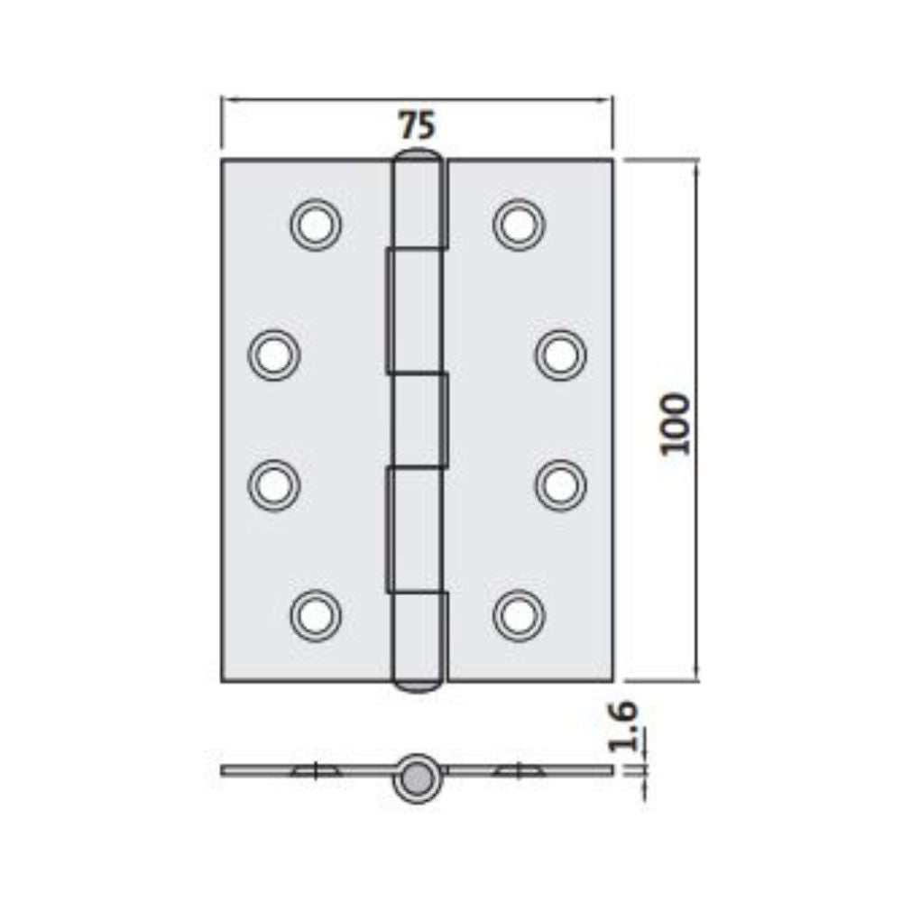 Trio Hinges Butt Loose Pin 100 x 75 x 1.6mm Stainless Steel and Zinc Plated Options