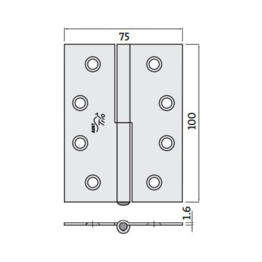Trio Hinges Liftoff Zinc Plated 100x75x1.6mm Right Hand