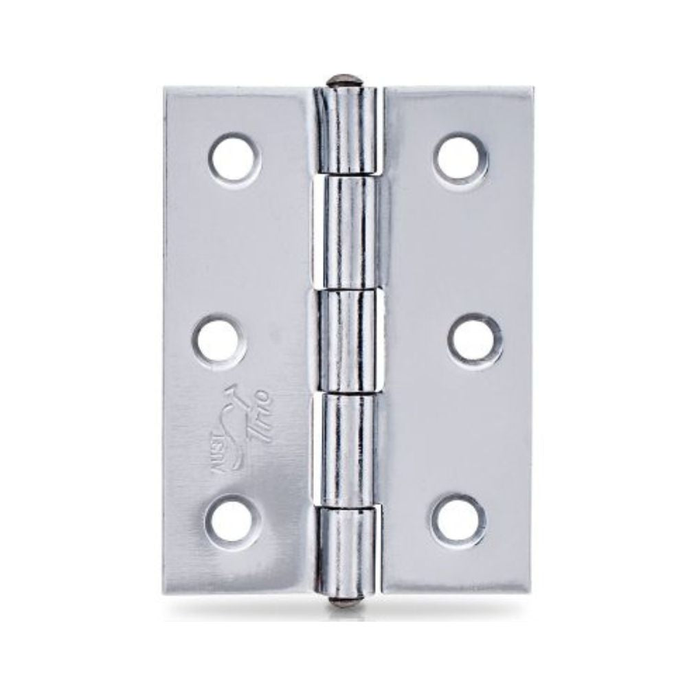 Trio Butt Hinge 70 x 50 x 1.6mm Fixed Pin Chrome Plated