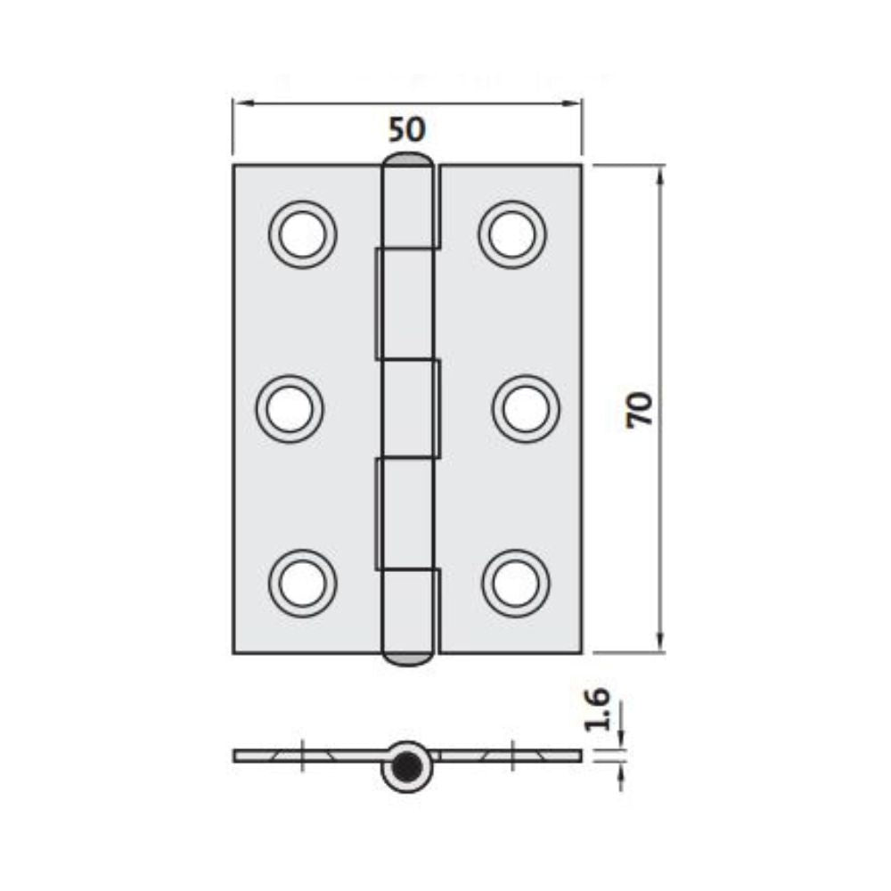 Trio Butt Hinge 85 x 60 x 1.6 Loose Pin Chrome Plated