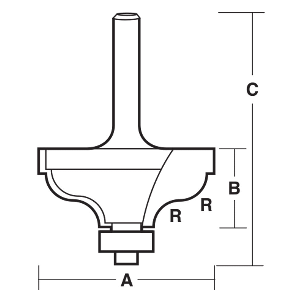 Carbitool 2 Flute, Carbide Tipped Ogee Bit 4.8mm Radius with Ball Bearing Guide.