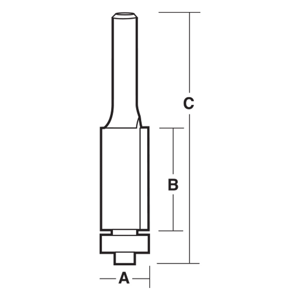 Carbitool 2 Flute Carbide Tipped Flush Trimming Bit 6.35mm TCT, 1/4 Inch Shank W/Bearing