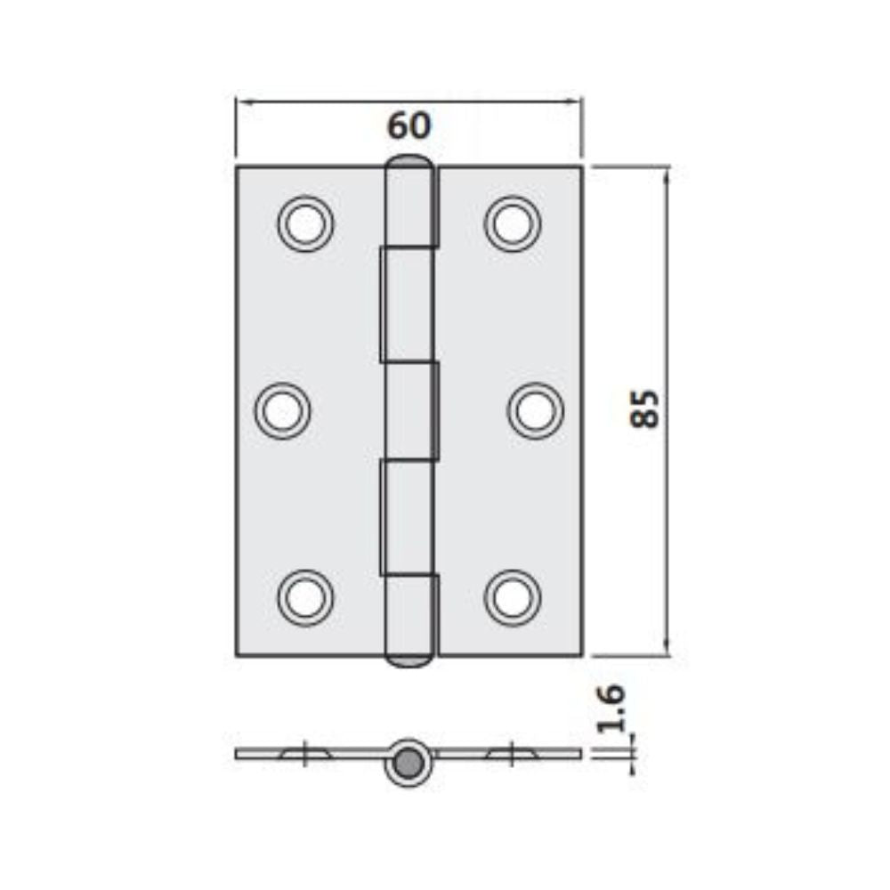 Trio Hinges Butt Stainless Steel Fixed Pin 85mm
