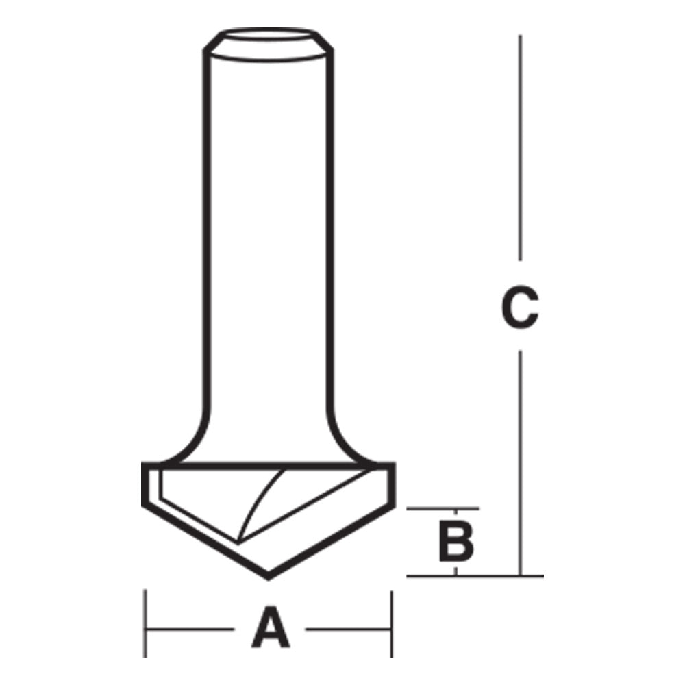 Carbitool 2 Flute, Carbide Tipped 120° V-Groove Bit 25.4 X 120 Deg TCT