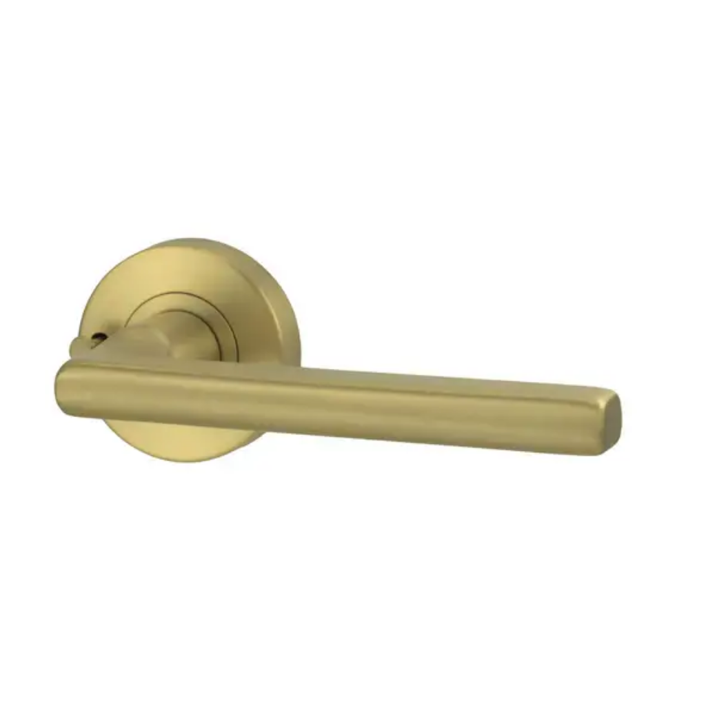 Lockwood Vivid Privacy Set Lever 4 with Latch Satin Brass