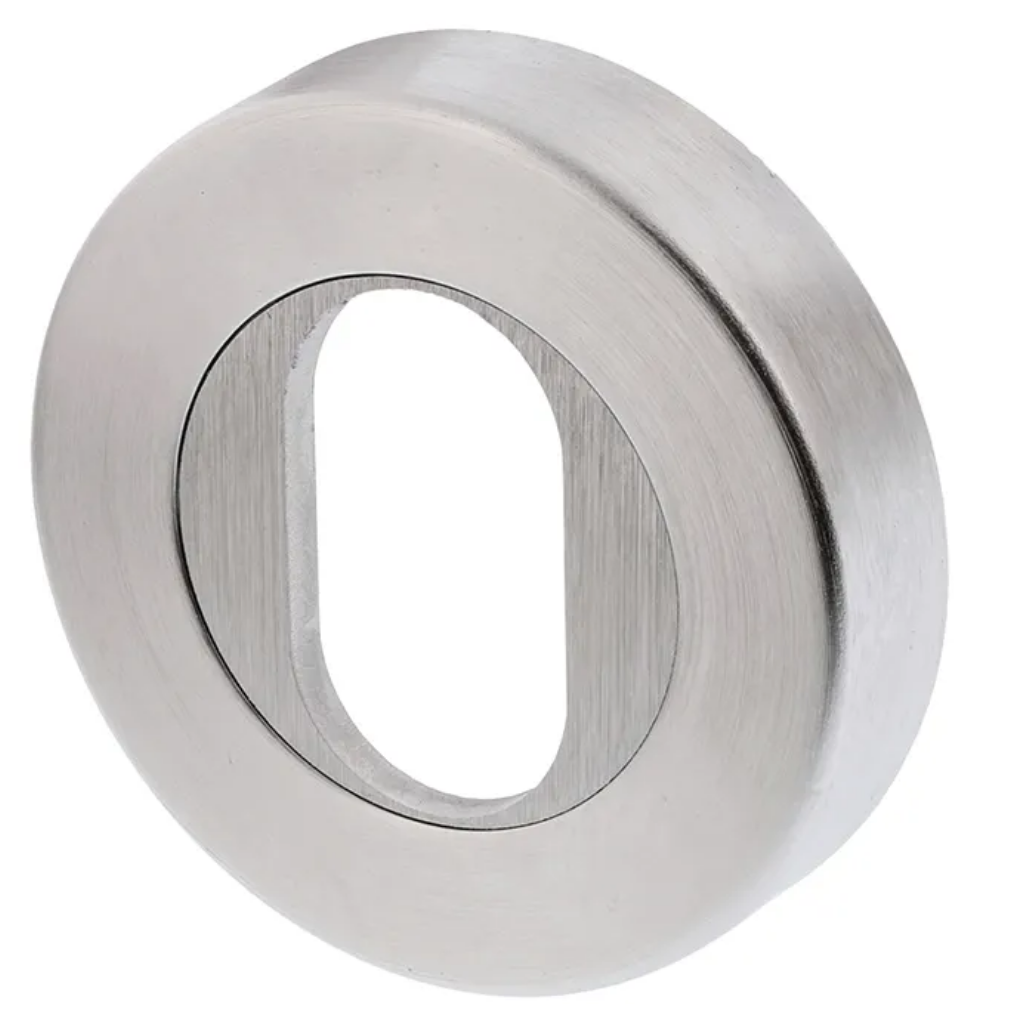 Lockwood Velocity Small Round Oval Cylinder Escutcheon - Satin Chrome Brushed