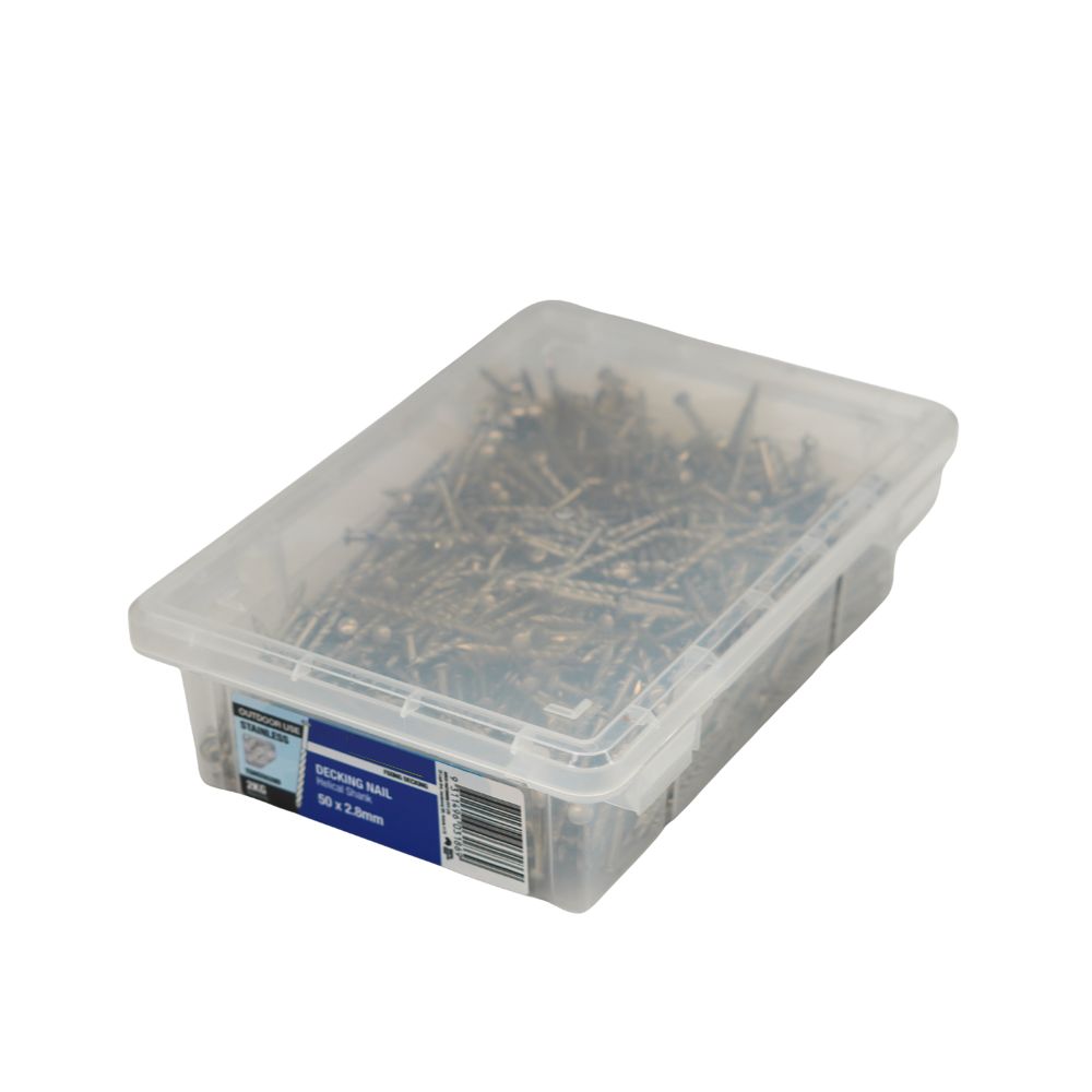 Melbourne Nails 50mm x 2.80g Woodgrip Stainless Steel Screw Shank Decking Nails 2kg Tub