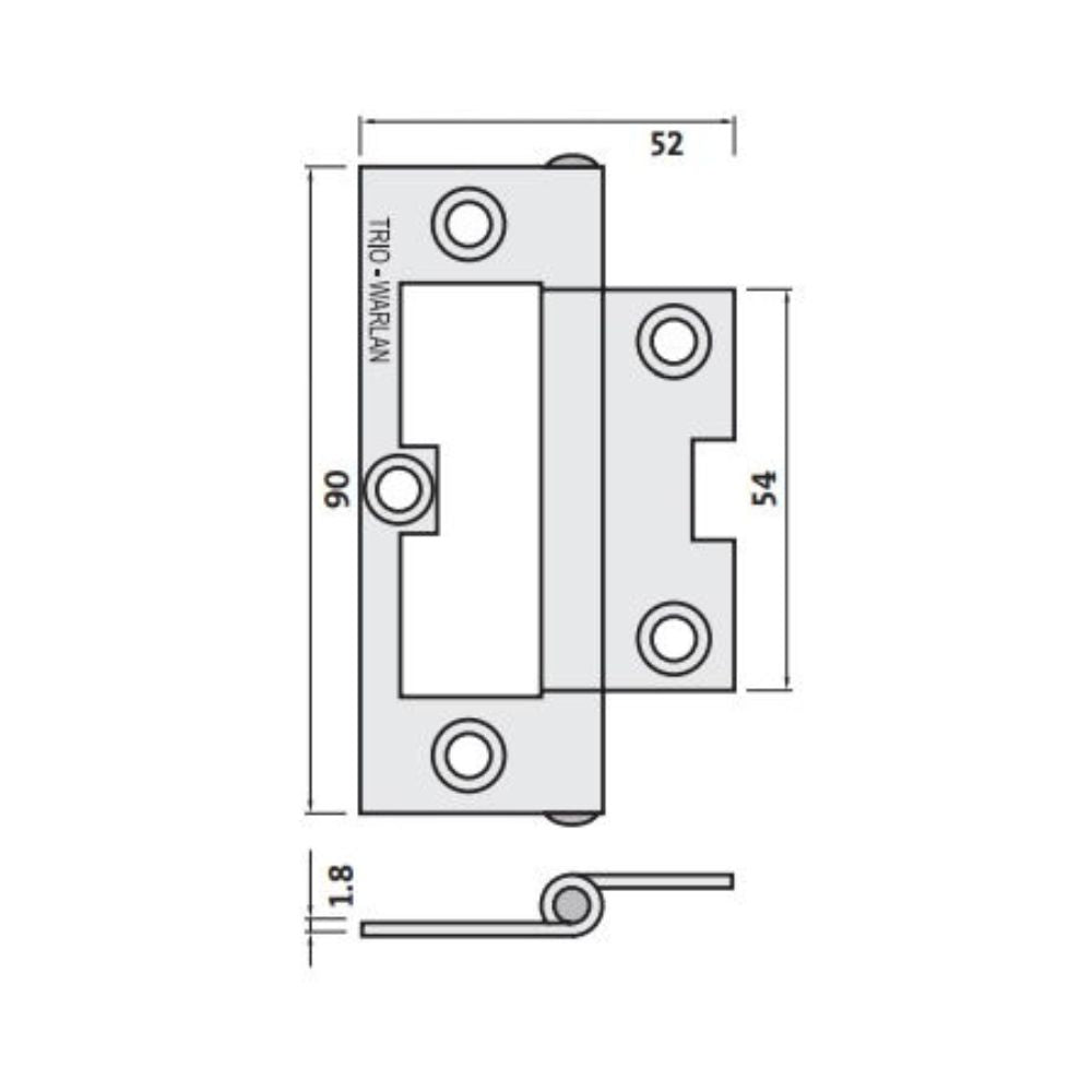 Trio Hinges Non Mort Zinc Plated Flat Loose Pin 90x53x1.6mm