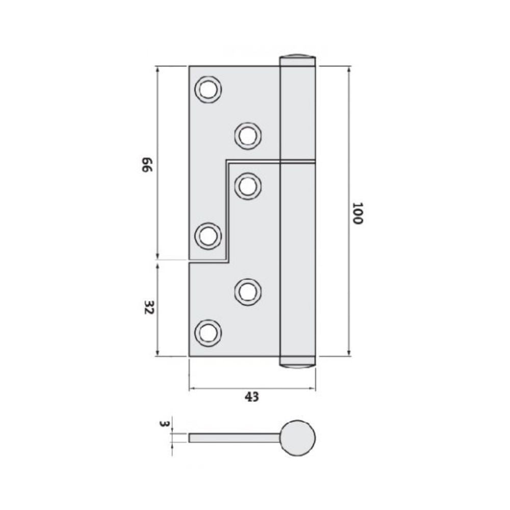 Trio Universal Hirline Hinge 100 x 74 x 3.0mm