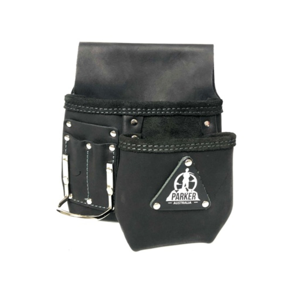 Parker Leather Nail Bag - 2 Pocket, Fixed Hammer Holder