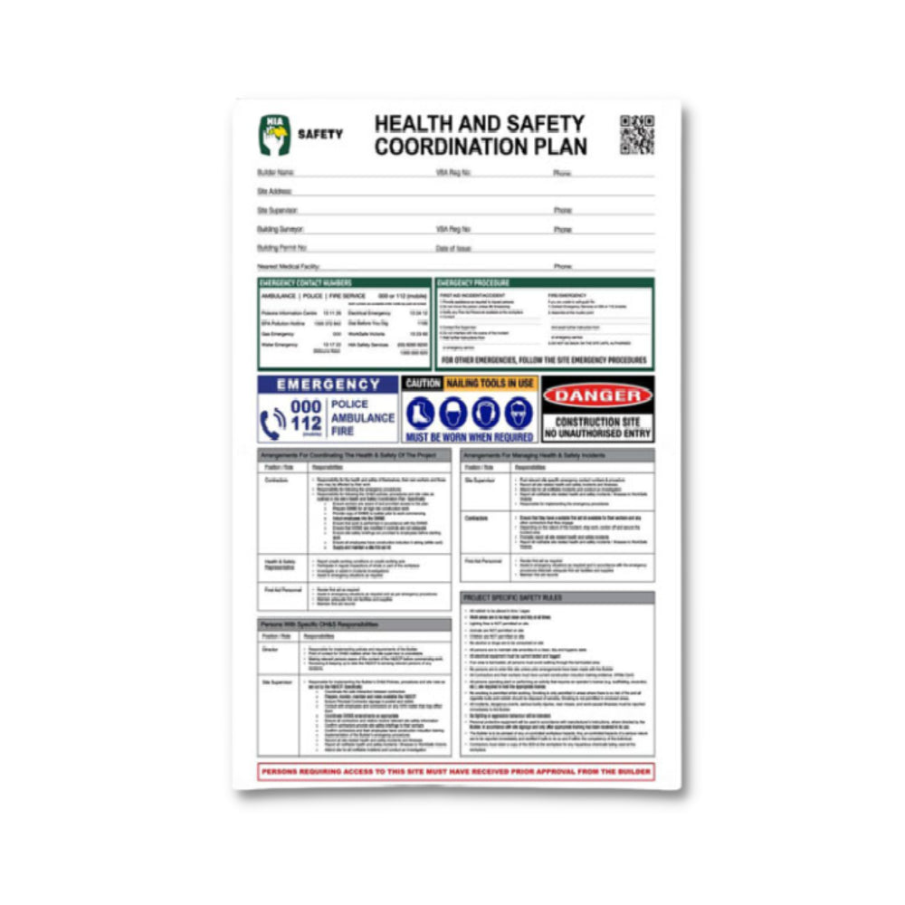 HIA VIC Site Safety Sign - Health and Safety Coordination Plan